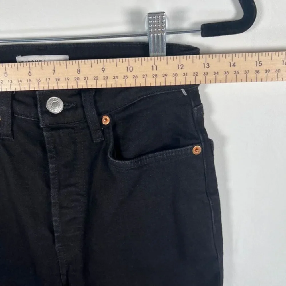 NWOT RE/DONE ORIGINALS Stove Pipe High Rise Raw Hem Jet Black SELF/CORP Jeans 26